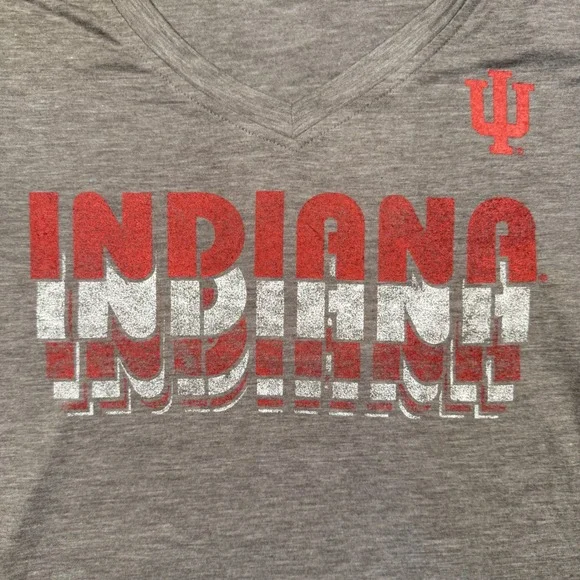 Champion‎ Indiana University Hoosiers V Neck T Shirt Womens Cut Small Gray IU - Picture 2 of 7